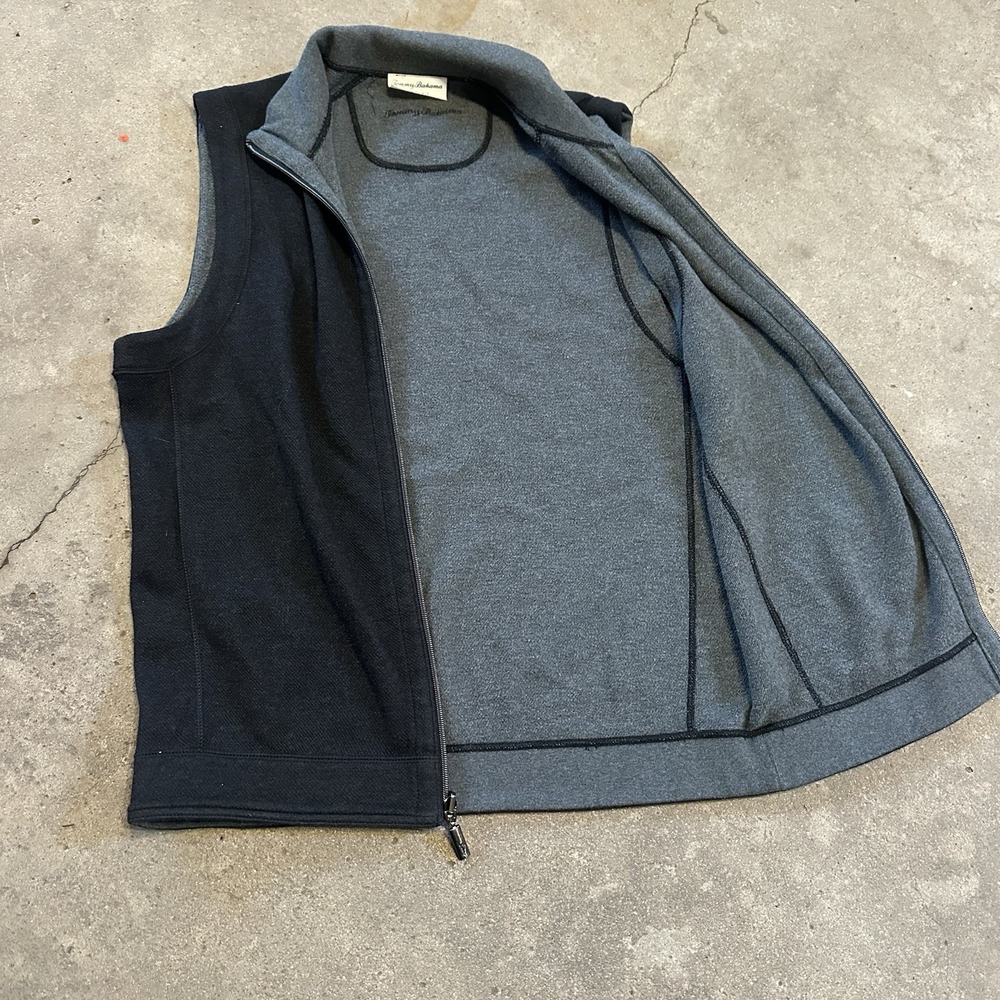 Tommy Bahama Flip Coast Full Zip Vest Mens XL Reversible Heather Cotton Gray - Picture 6 of 10
